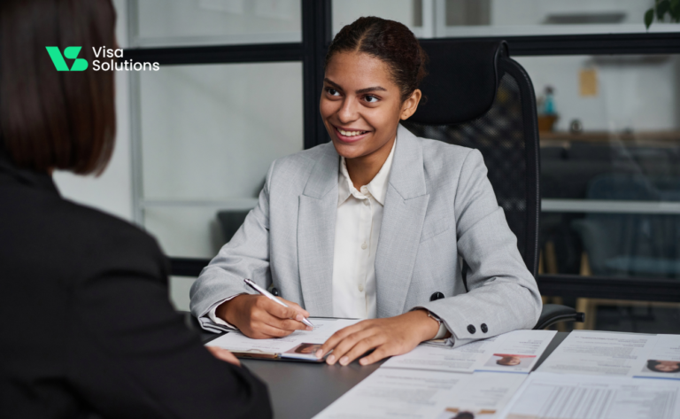 An employer and candidate in an interview